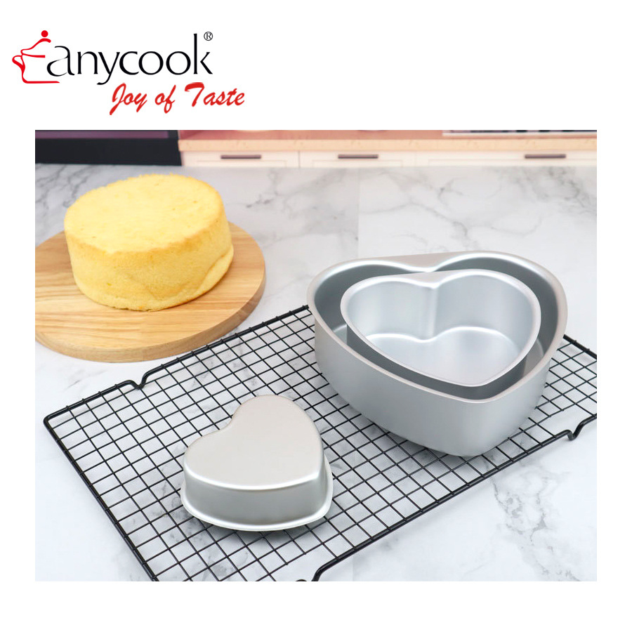 Anycook Anycook Heart-Shaped Aluminum Non-Stick Cake Pan Silicone Mold Baking Tool Set Cake Base For Toast Boxes Specification drawing