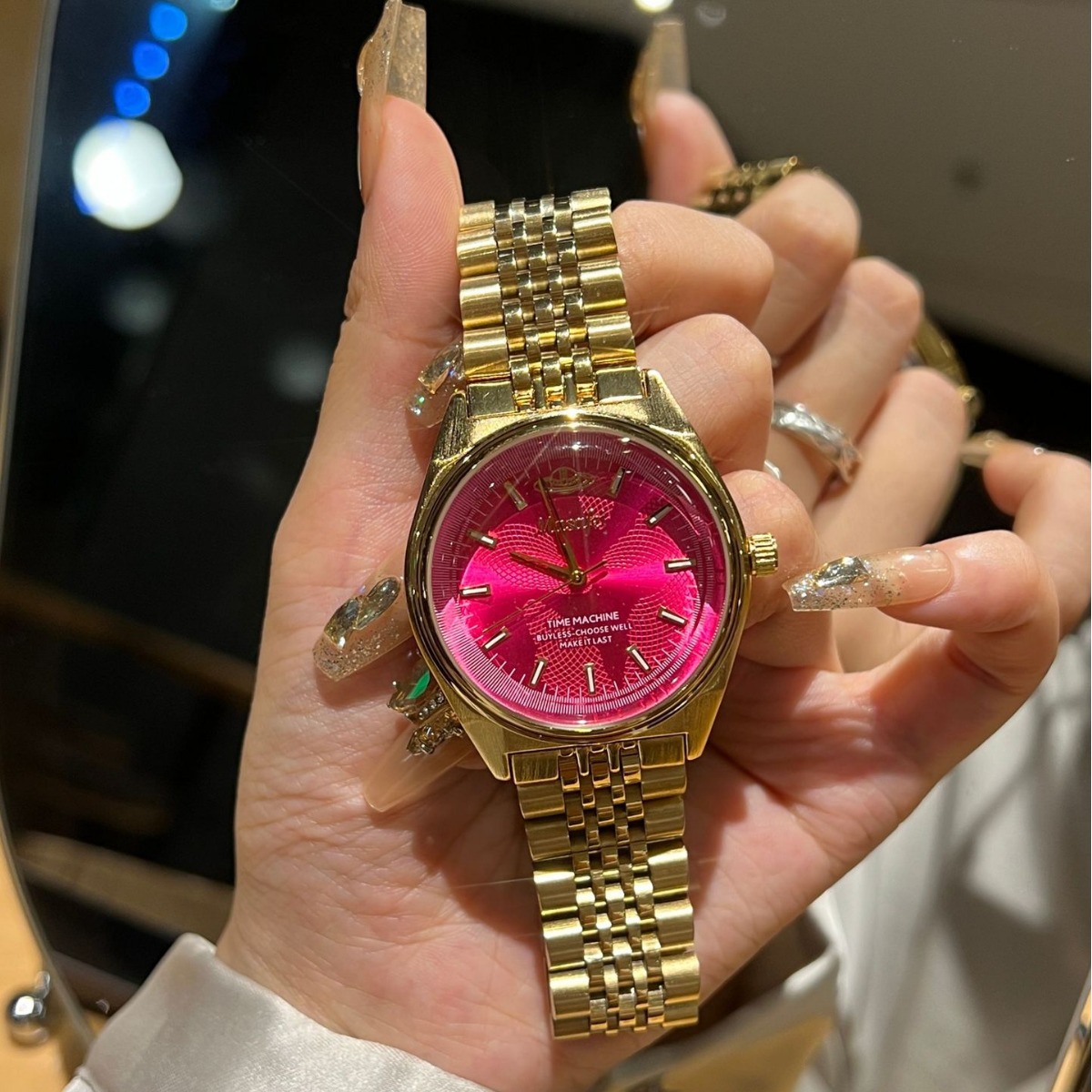 一件代发西太后同款手表女款土星玫红金色表时尚复古气质石英防水