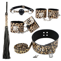 Adult toys Leather bound leopard print 5-piece set alternative sex toys set Sex toys Adult sex toys Female perspective sexy