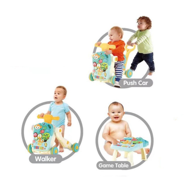4-in-1 baby walker, sealed box, interactive walking aid for infants and toddlers, anti-slip trolley, game table, toy Item Picture