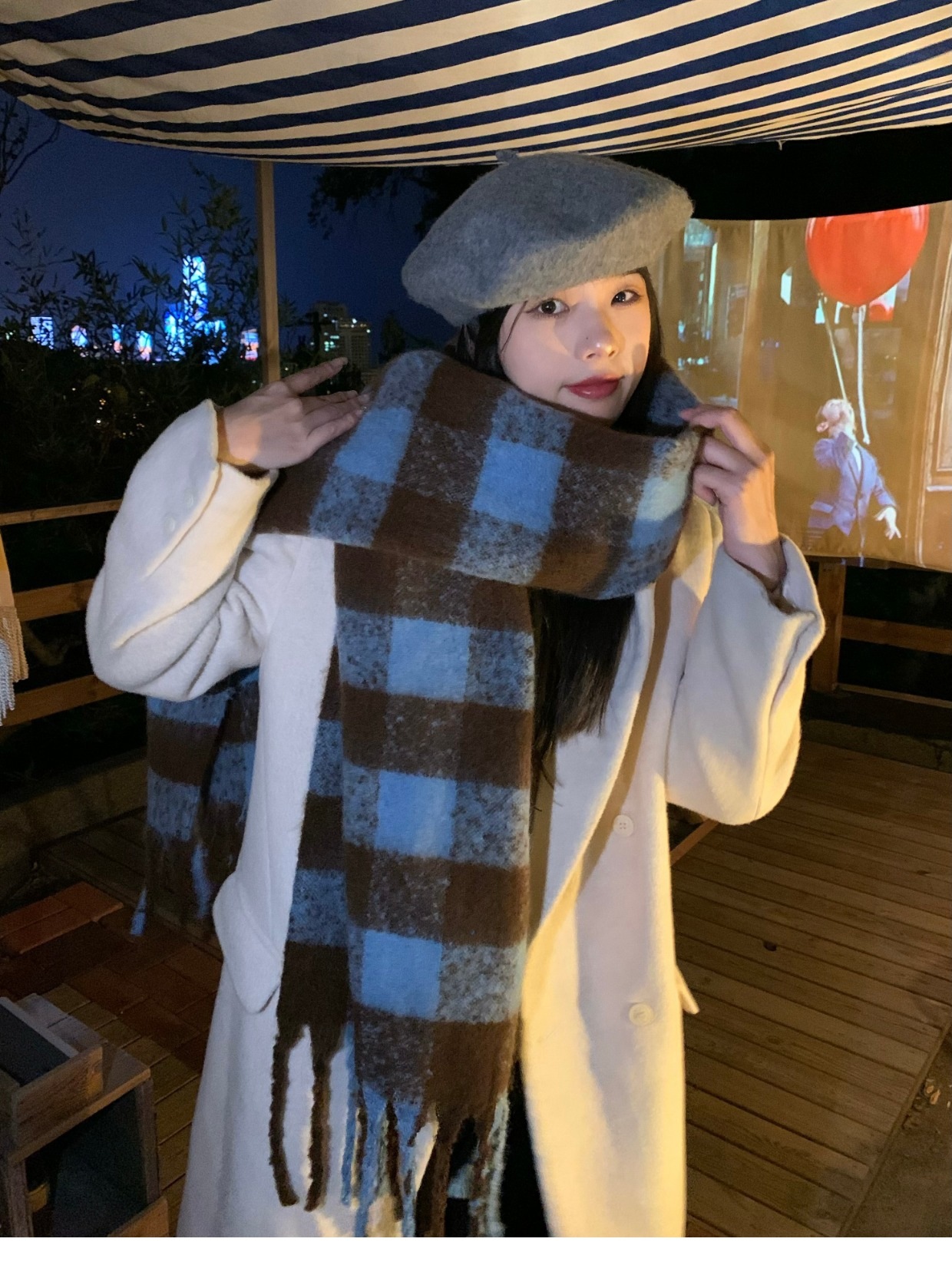 Yu Shuxin With The Korean Version Of The Classic Plaid Scarf Female Winter Hundred Imitation Cashmere Dual-Purpose Thick Warm Shawl Application Scenario