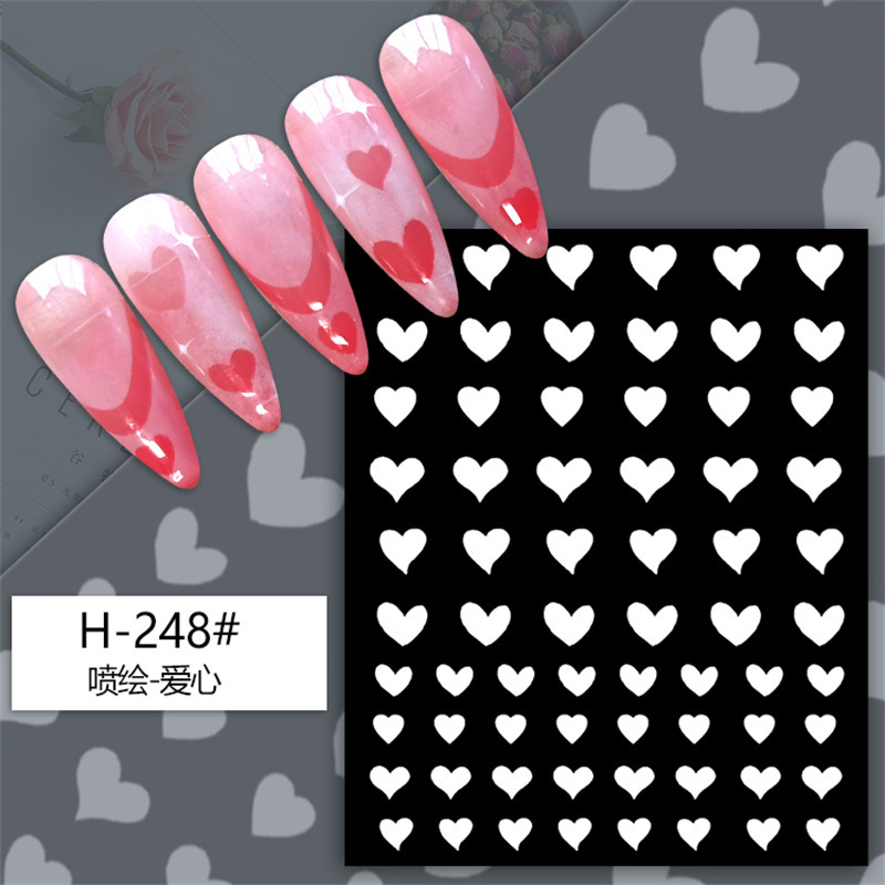 Japanese Nail Painting Stickers Cross Border Bear Star French Hollow Love Butterfly Nail Paste Wholesale Specification drawing