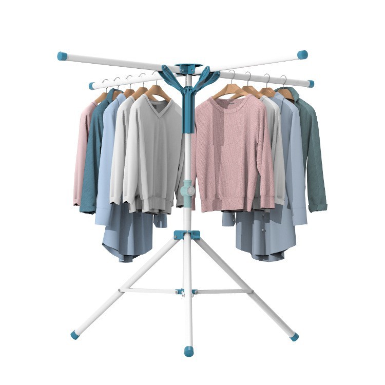 Floor-standing folding clothes drying rack for indoor and outdoor drying of four-corner cool clothes, bedroom telescopic pole for household balcony drying of quilts Item Picture