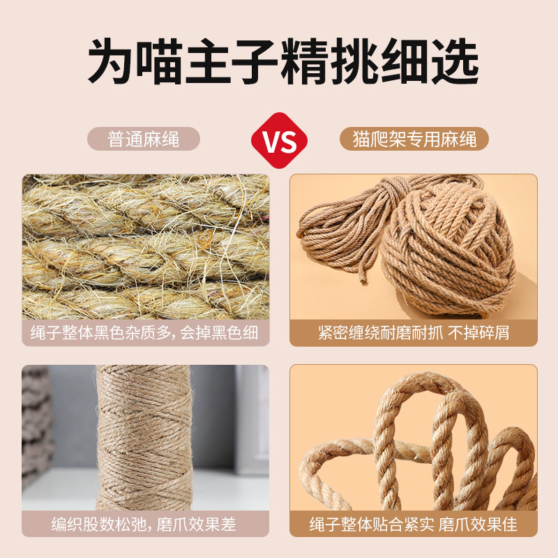 Venta directa de fábrica cuerda de cáñamo nudo DIY rasguño de gato cuerda de algodón nudo no caspa rasguño de gato cuerda de algodón tabla de rasguño juguete de gato cuerda de cáñamo cuerda Specification image