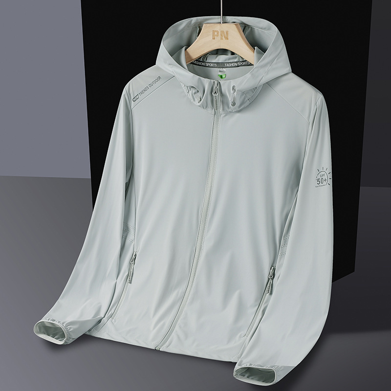 2025 New high-end men's sun-protective clothing, outdoor ice silk waterproof quick-drying clothing, UV-resistant breathable skin windbreaker details Picture