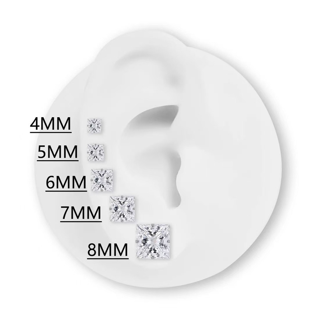 WlC Zircon small ice cube titanium steel embedded with ear-piercing flat screw ear studs for men and women, a niche, light luxury and high-end feel Application Scenario