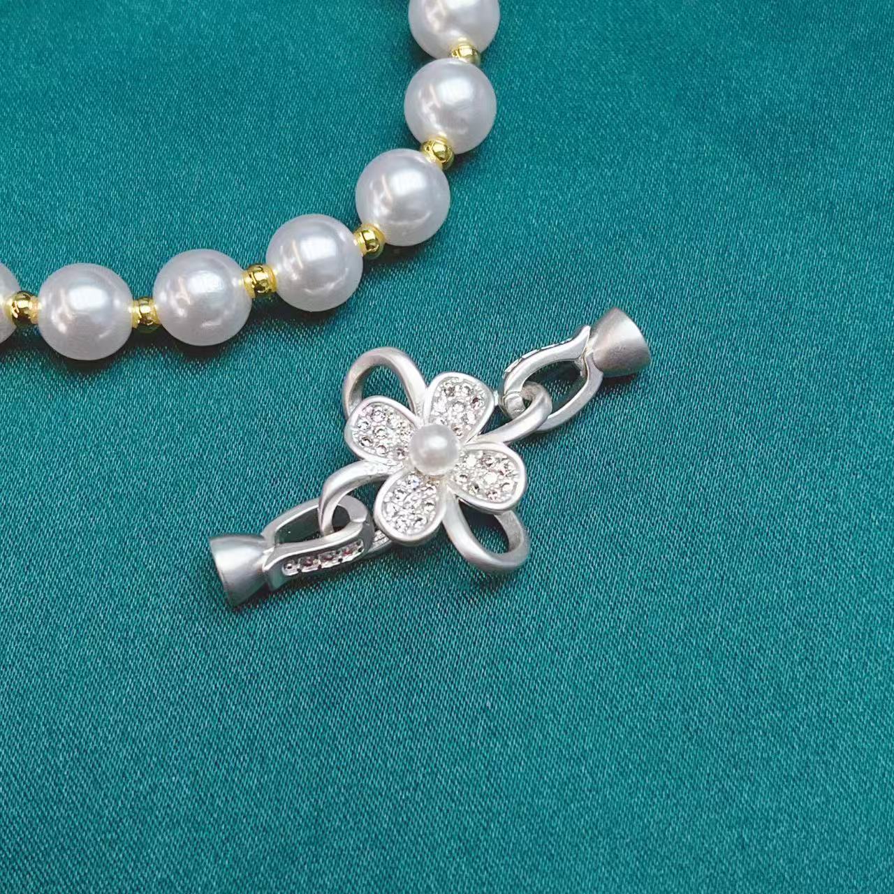 New non-fading pearl necklace clasp with copper plated with real gold, 18K flower micro-inlaid zircon bracelet clasp accessory Specification image