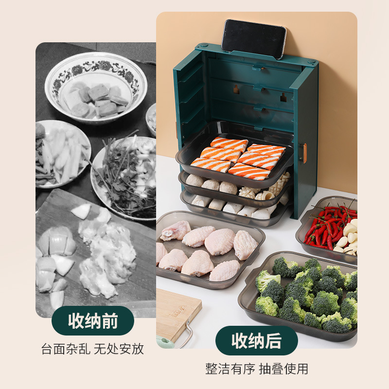 厨房备菜盘可折叠免打孔壁挂式餐盘收纳置物架