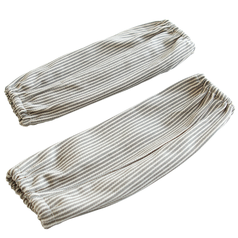 8310 simple pure cotton striped household cleaning work arm guard, ladies' office oil-proof sleeve sleeve Item Picture