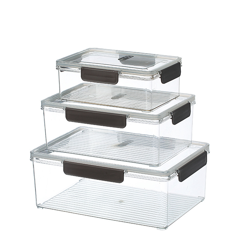 批发PET保鲜盒冰箱分类收纳盒冷藏大容量透明长方形收纳密封盒详情图5