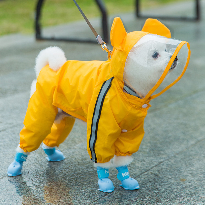 卡通防水宠物雨衣泰迪四脚全包雨披中小型犬小狗雨天狗狗衣服夏季