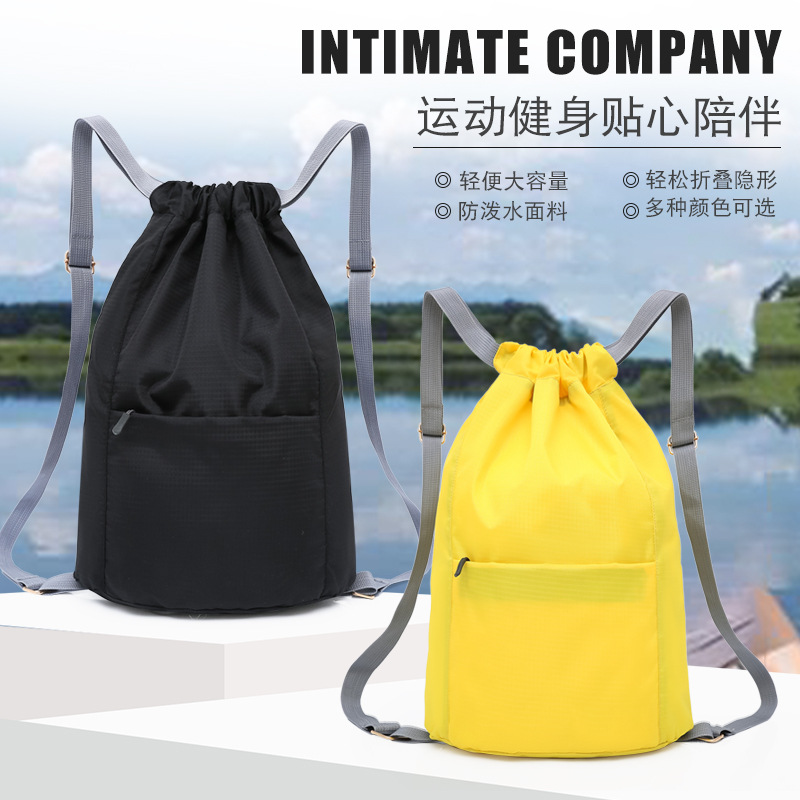 Manufacturers Wholesale Outdoor Leisure Waterproof Fitness Bag Students Daily Back Simple Drawstring Large Capacity Backpack Backpack details Picture