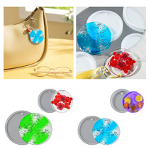 diy drip mold 4 round hang tag silicone mold bag keychain pendant