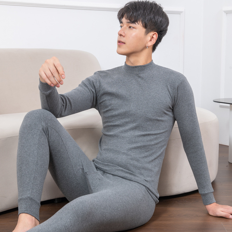 All-cotton thick thermal underwear and long Johns, couple style, men's pure cotton thermal underwear, women's set, base layer, middle-aged and elderly cotton sweater details Picture