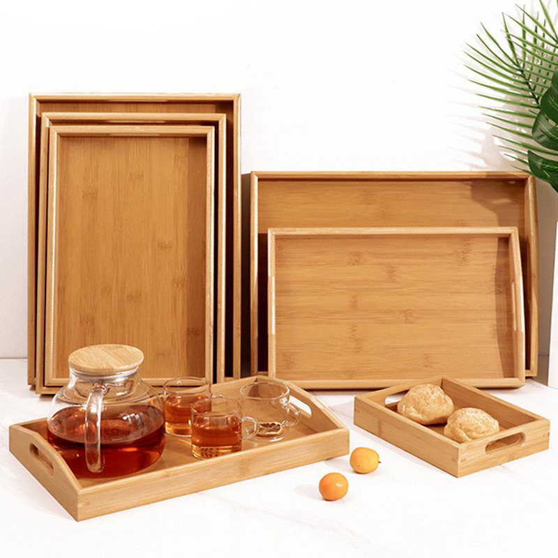 Bamboo and wood trays, household rectangular tea cup trays, tea trays, hotel and restaurant barbecue trays, baking fruit bamboo trays
