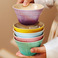 美式渐变彩虹色陶瓷碗LC米饭碗酷彩家用餐具INS可爱蒸蛋碗小汤碗图