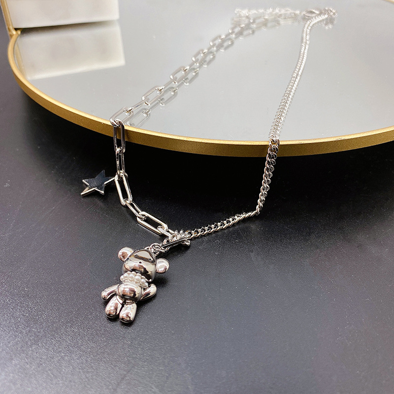 Obi new fashion fashion design sense personality network red necklace creative temperament cute bear pendant neck chain female Specification drawing