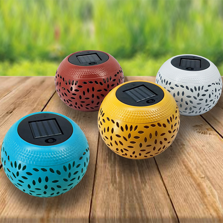 Amazon's new solar ceramic imitation iron can outdoor waterproof hollowed-out solar light lawn landscape light