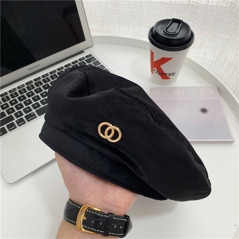 Absolute ~ Black velvet thin style, elegant oni, super love beret for women, spring and autumn Japanese-style fashionable painter hat for men details Picture