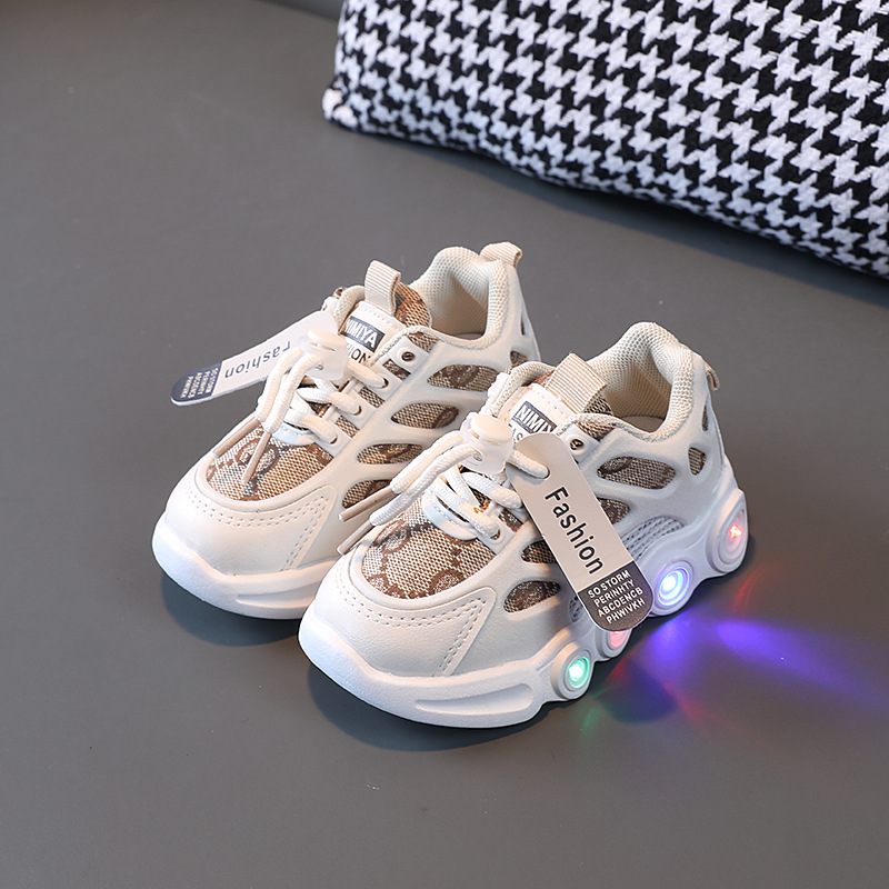 Spring And Autumn New Led Light Shoes Children's Shoes Woven Cloth Breathable Children 1-6 Years Old Light Shoes Casual Sports Shoes Fashion Specification drawing