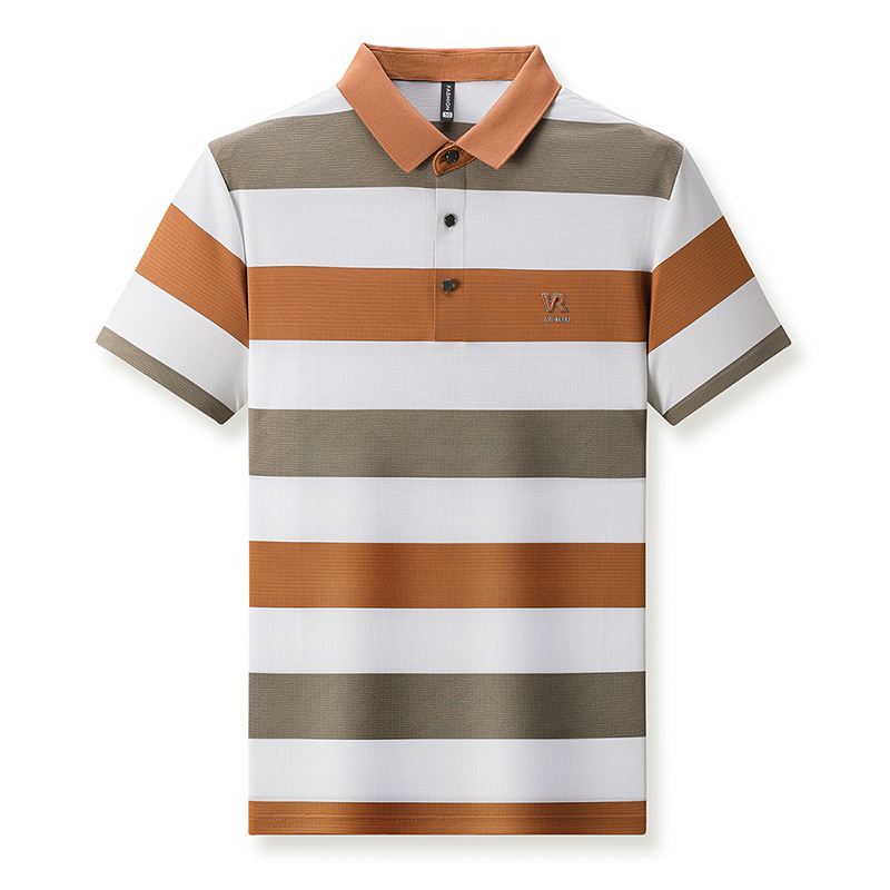 The new summer style of seamless short-sleeved lapel pullover POLO shirt for middle-aged and young men in 2024 is a fashionable and trendy men's wear Item Picture