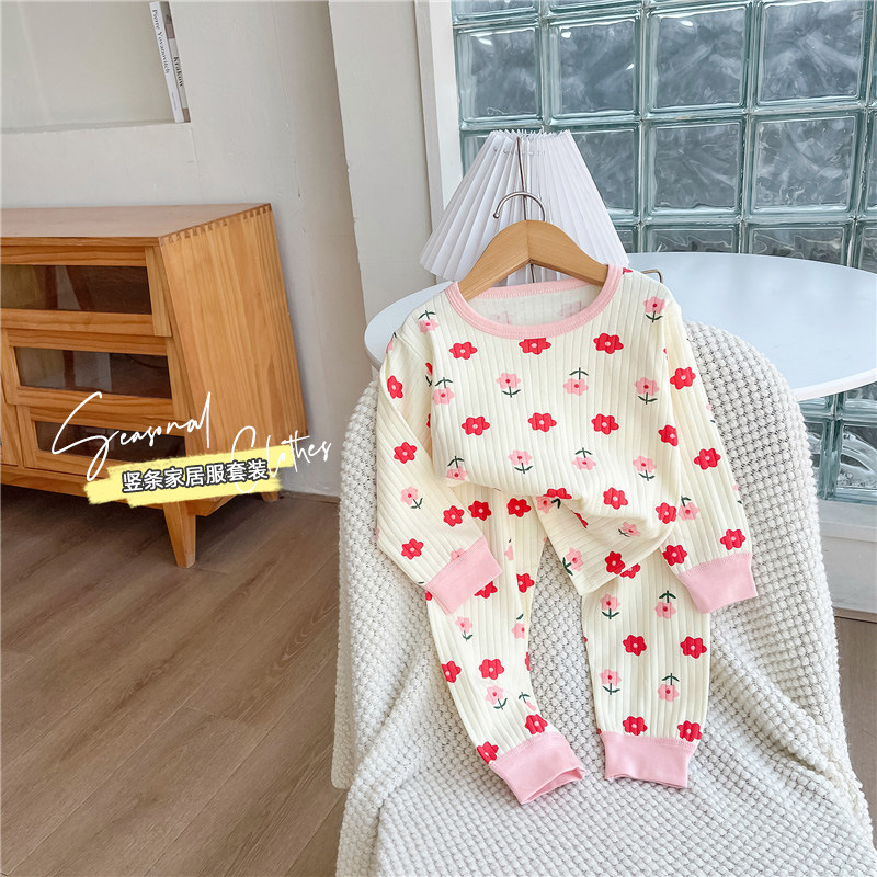 Children's Qiuyi long Johns suit pure cotton female baby cotton pajamas two-piece set boys underwear baby home clothes Application Scenario