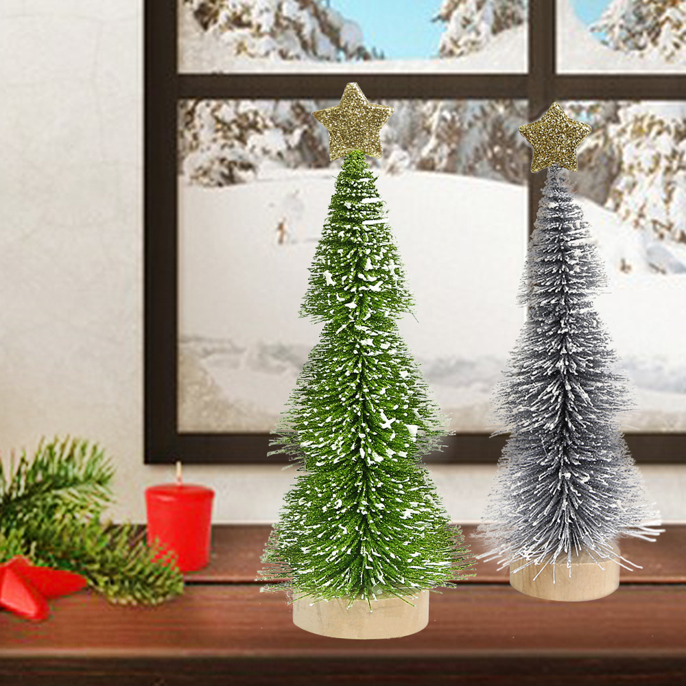 新款迷你圣诞树小型桌面摆件圣诞节装饰品宝塔白沾圣诞树气氛布置