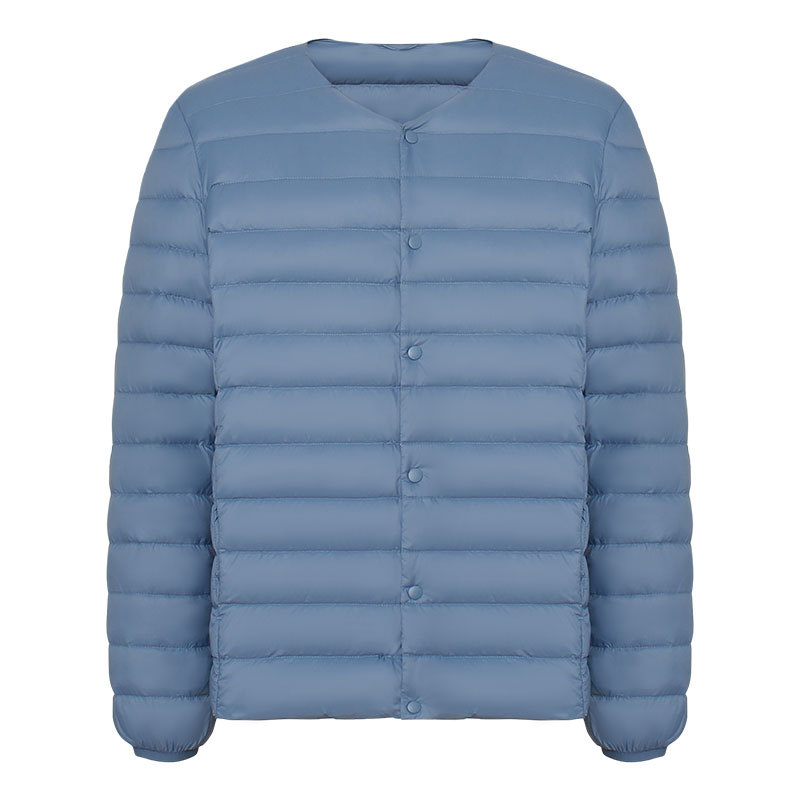 Men's long-sleeved, lightweight down jacket with a 90mm white duck down round neck and V-neck, worn inside as a large-sized autumn and winter new coat Item Picture