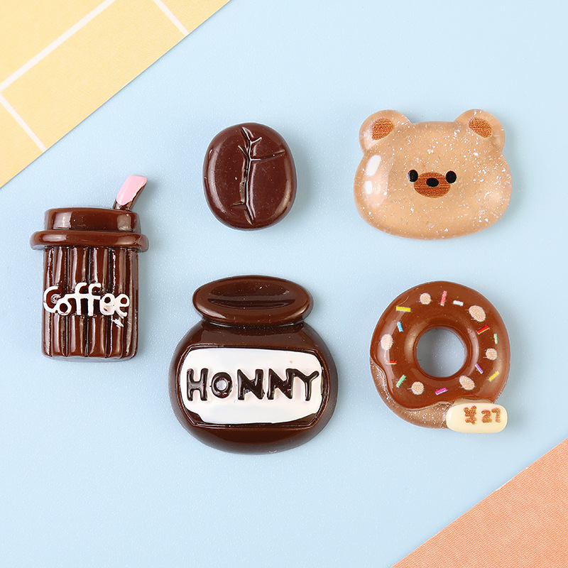 Resin Accessories Coffee Color Bear Children Fun Cartoon Diy Accessories Cream Glue Phone Case Shoe Buckle Patch Hair Clip Material Specification drawing