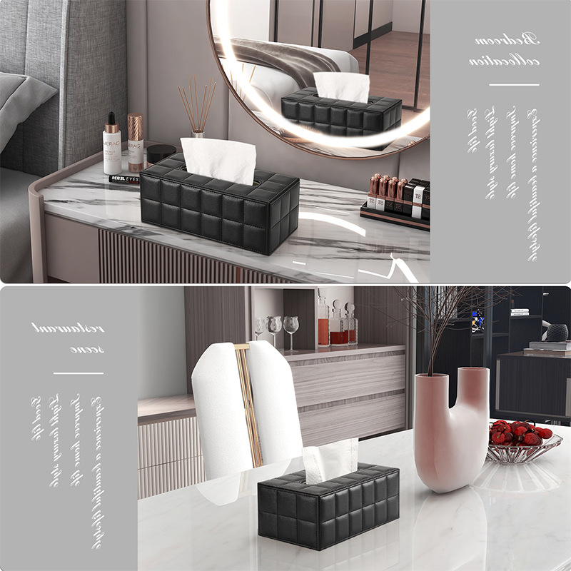 Light Luxury Tissue Box Living Room Coffee Table Advanced Desktop Leather Paper Box Home Hotel Restaurant High Appearance Level Paper Box Application Scenario