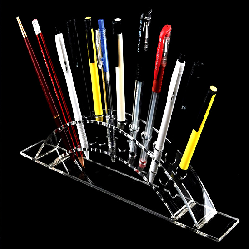 亚克力展示架笔类展示架多孔插笔架大容量桥形笔筒架塑料收纳筒架图
