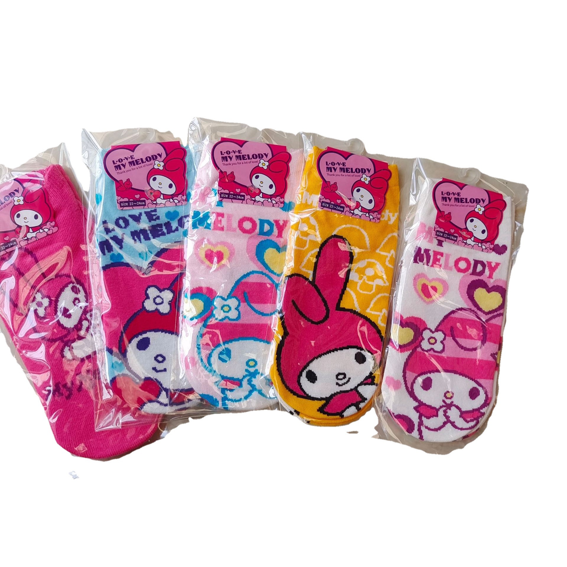 四季款船袜女/卡通直板潮袜白底实物图