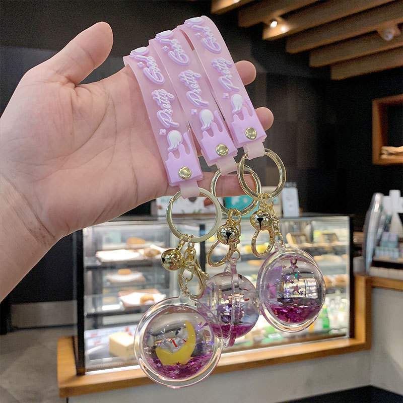 Floating sand, astronaut key chain, creative acrylic bag, key pendant, oil-filled liquid pendant, key chain Specification image