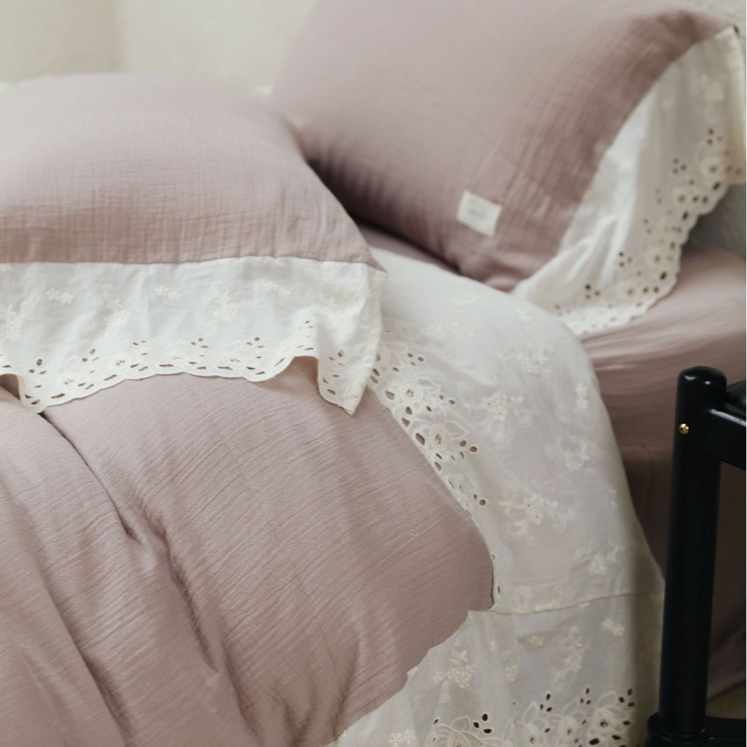 Cotton Double Yarn 4-Piece Set Plain Lace Lace Set French Princess Style Bed Atmosphere 4-Piece Set details Picture