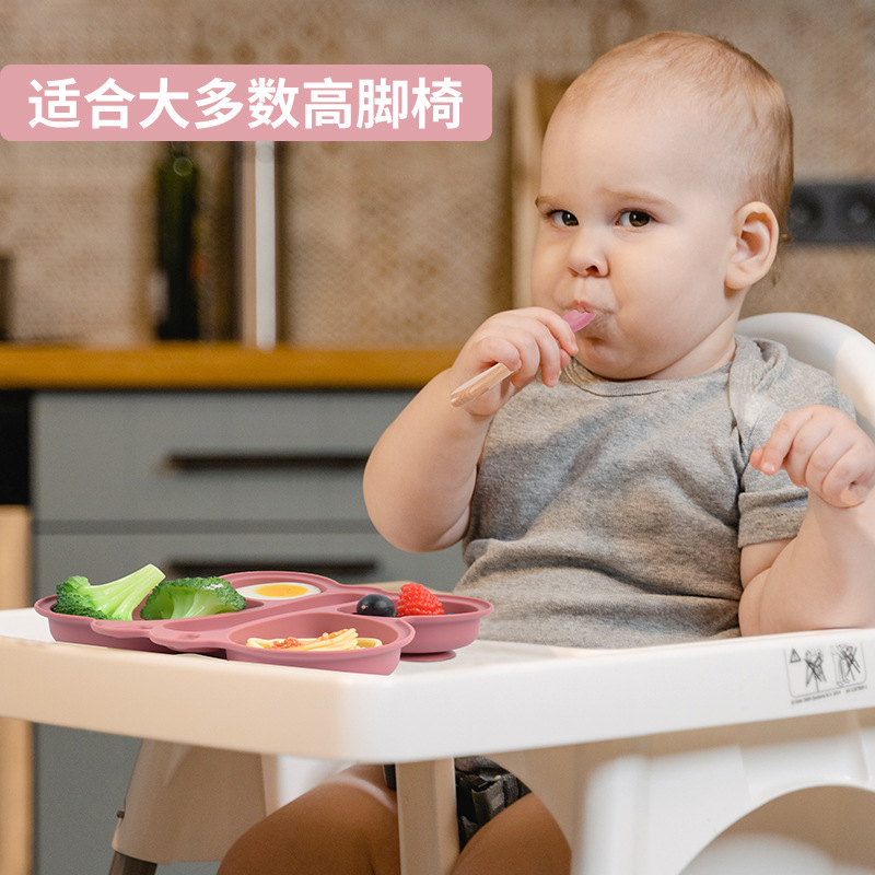 Children's cartoon butterfly compartment silicone dinner plate 2-piece set, complementary food dinner plate, food-grade silicone dinner plate Specification drawing