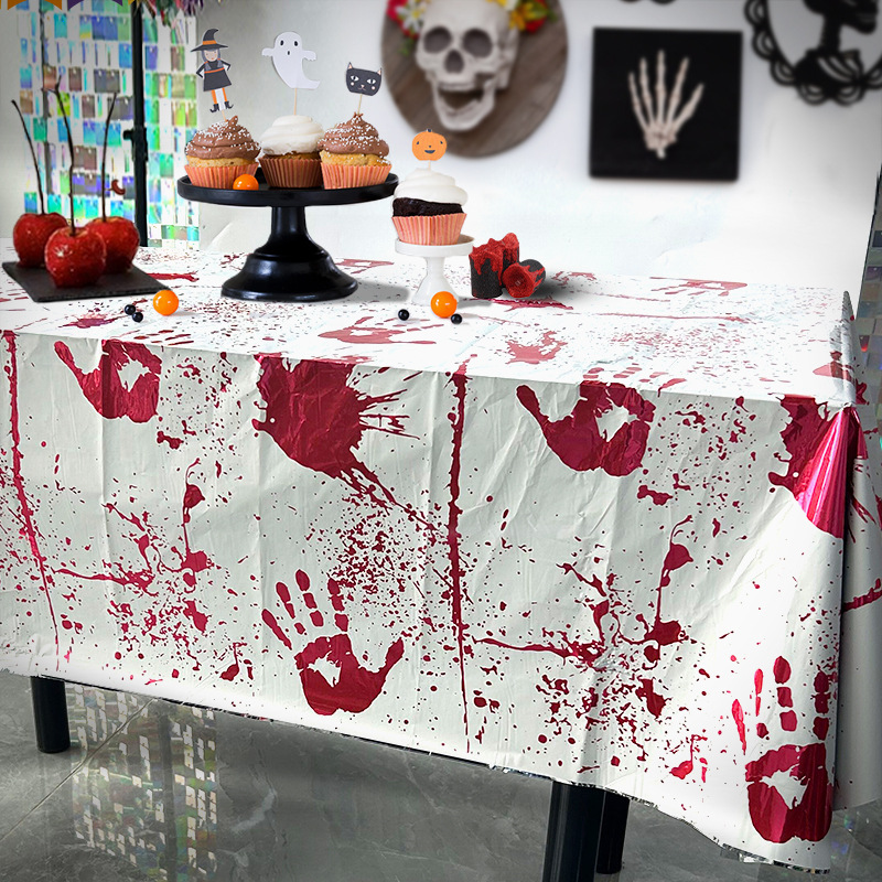 Cross-border Halloween party decoration tablecloth, terrifying party supplies, bat pumpkin disposable oil-resistant tablecloth
