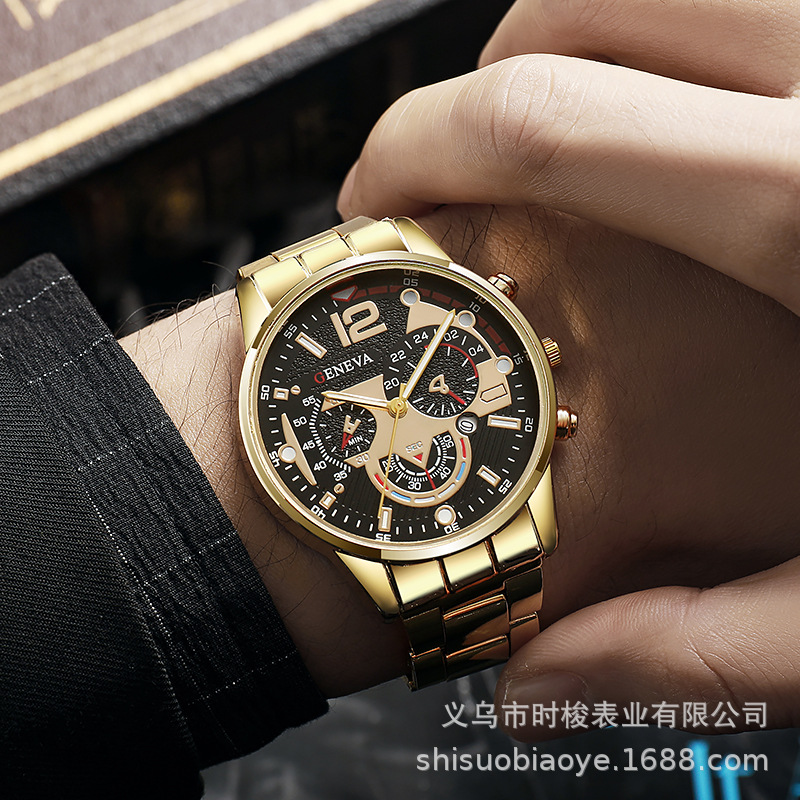 Cross-border best-selling men's steel band calendar quartz watch, sports luminous hand quartz watch men's wristwatch