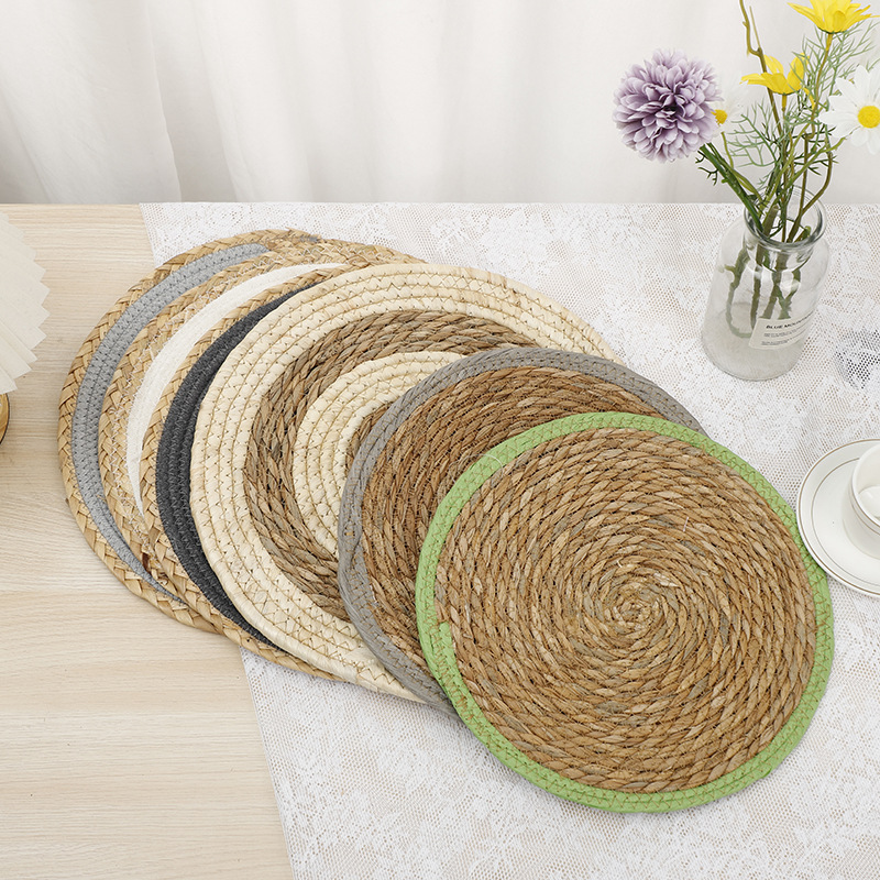 New type of table mat, home heat-resistant and heat-insulating table mat with fabric strip edge reinforcement, Chinese-style simple tableware and cup mat