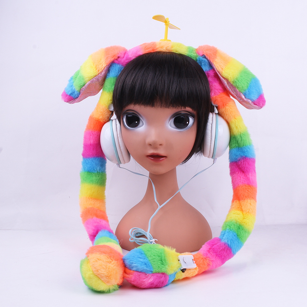 Nuevo cable de 12 auriculares de forma de oreja de conejo lindo vending moe airbag se moverá red headwear auriculares luminosos details Picture