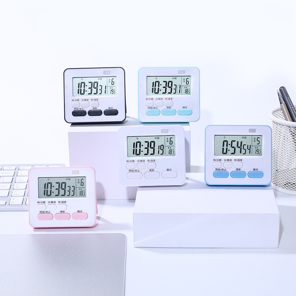 Multi-functional student learning timed self-discipline exercise timer, children's alarm clock, stopwatch, time management, timing, temperature