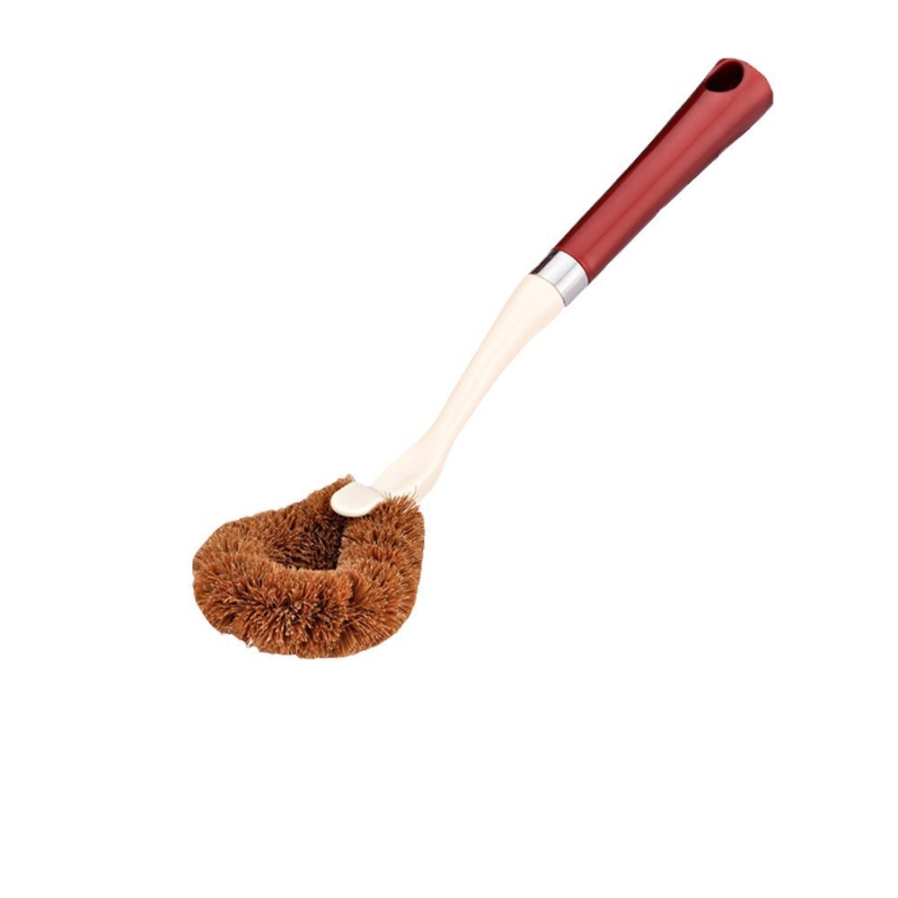 Coconut palm non-stick oil pan brush manufacturer direct supply kitchen wall-mounted cleaning brush for washing pans Specification image