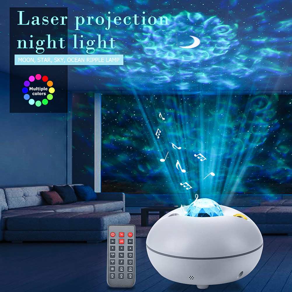 New music projection starry sky light, LED water ripple starry sky light, cross-border laser full sky star projection light, ambient night light