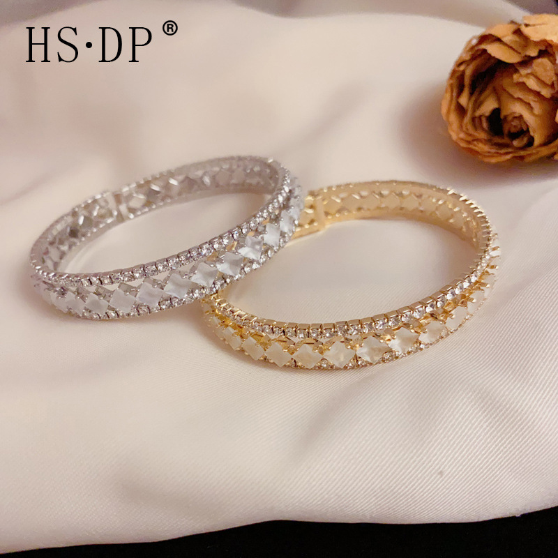 European and American style full diamond wide edge open bracelet for women, exquisite, fashionable, light luxury, versatile and super dazzling accessory source manufacturer