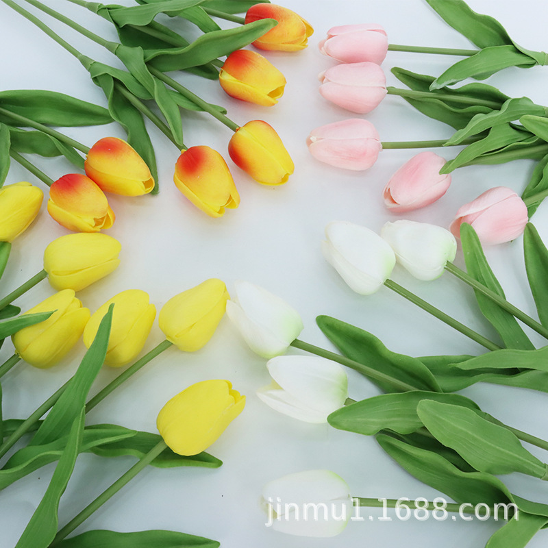 Pu Mini Tulip Simulation Flowers Wedding Supplies Fake Flowers Home Decoration Flowers Feel Tulips Specification drawing