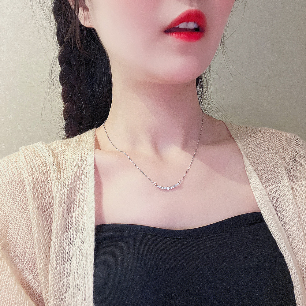 Korean Version Of Light Luxury Necklace Titanium Steel Wholesale Women's Cold Wind Choker 2024 New Smile Sweet Collarbone Chain Application Scenario