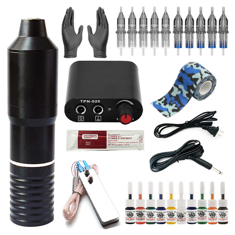 shanilak tattoo machine set, complete mini power tattoo equipment, cross-border wholesale tattoo pen set, including colorant motor pen pic 9