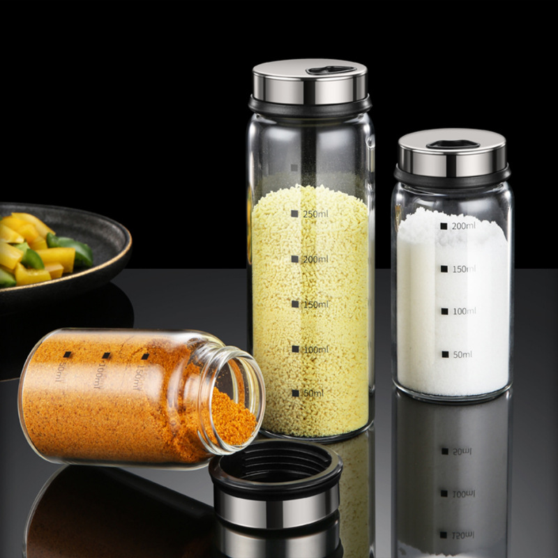玻璃调料瓶胡椒盐粉撒料瓶厨房家用调料盒套装调味瓶烧烤调料罐子图