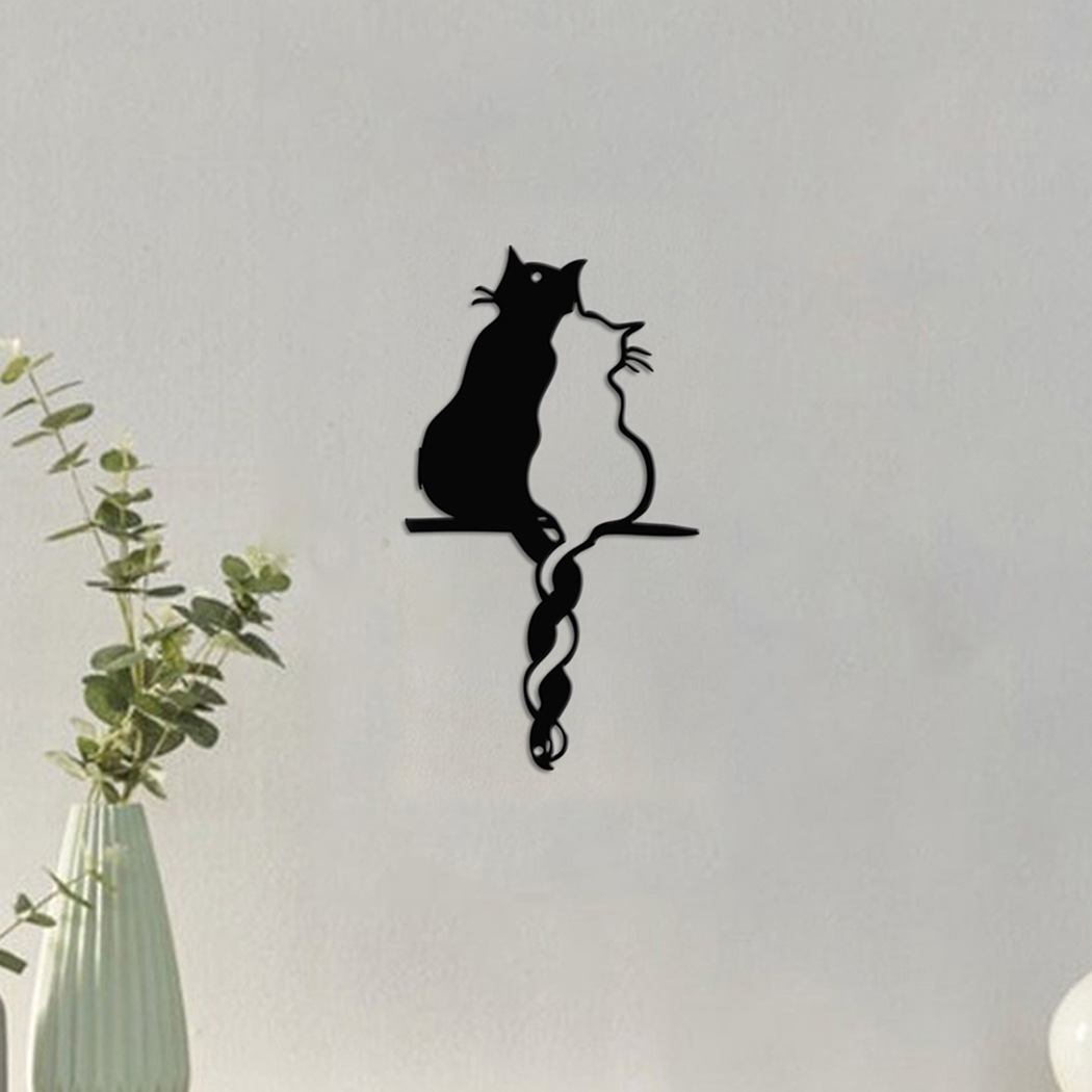 现代轻奢情侣猫动物剪影镂空线条室内外墙面装饰艺术品时尚修饰物详情图1