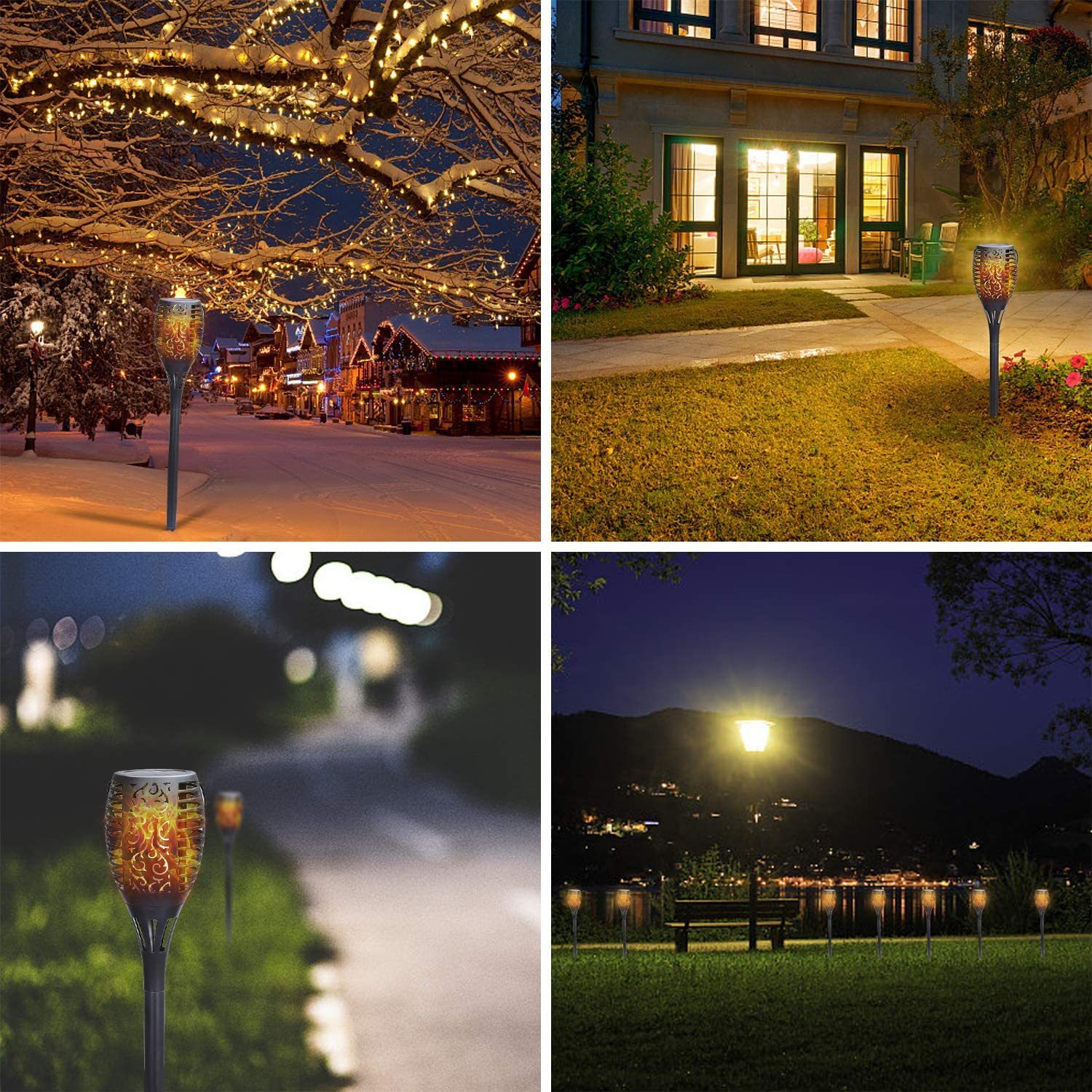 Cross-border solar flame lamp 12led torch, outdoor sensor lamp, garden courtyard ground insert decorative landscape lamp Application Scenario