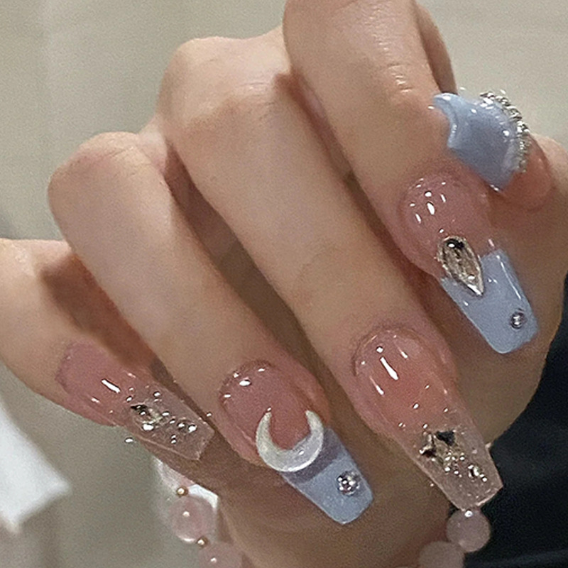 假指甲美甲长款穿戴甲指甲贴美甲贴甲片成品ins风穿戴式美甲